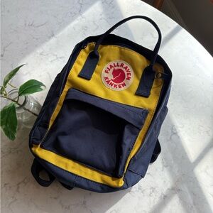 Kånken Yellow and Navy Mini Backpack